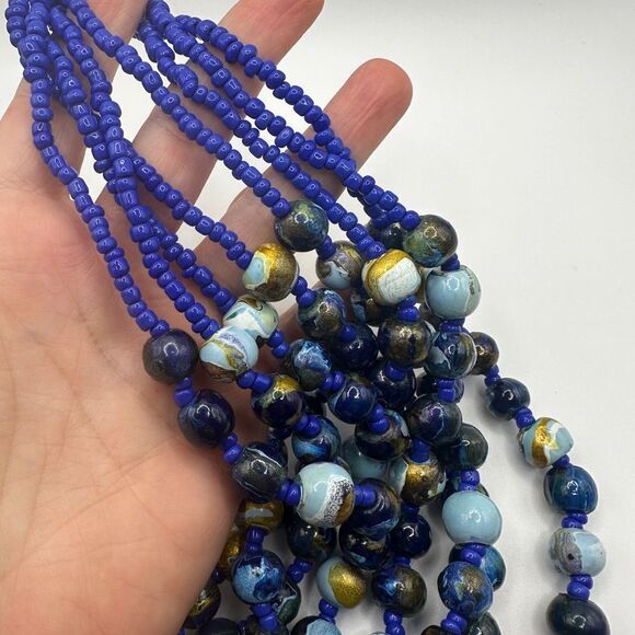 The coolest hand painted beaded, multi strand and seed bead necklace ever! - Picture 3 of 7